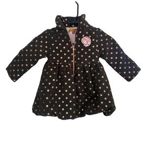 Penelope‎ Mack Grey Polka Dot Flower Accent Coat Sz 3T